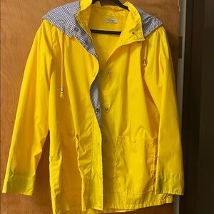 Yellow Hooded Rain Jacket